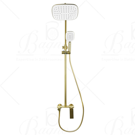 B BAGNO complete shower system fixture 3403-2 matt gold full brass, adjustable shower height and hand shower